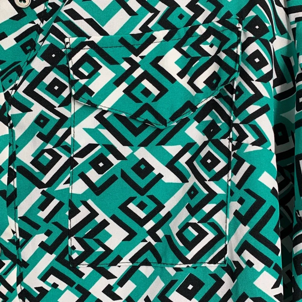 Sz L NY Collection Green and Black Geometric women’s Dress used 🌿 - Picture 6 of 9